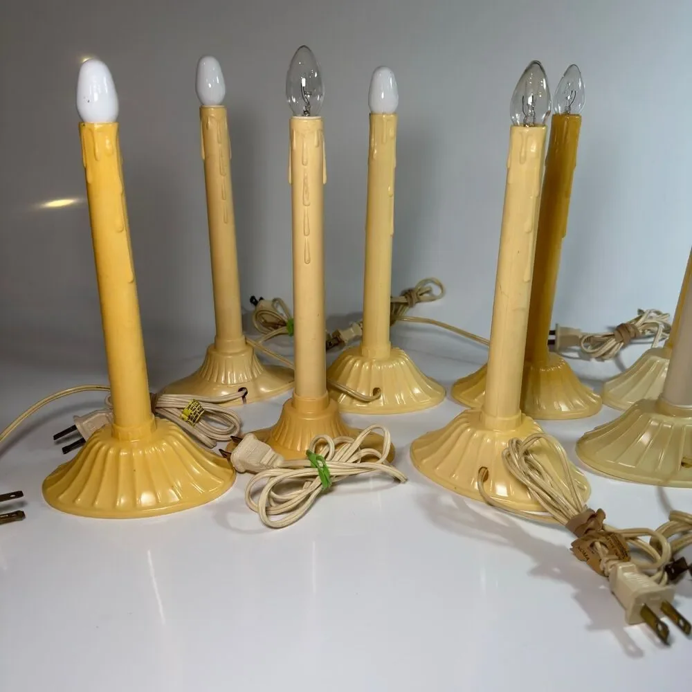 Vintage Holiday Christmas Electric Window Candles Plastic Wax Drip TESTED LOT 9